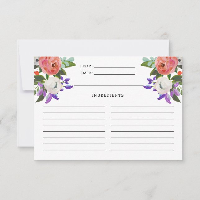 Peach Purple Mint Green Floral Blooms Receta (Anverso)