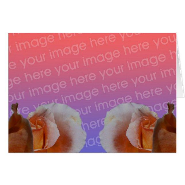 Peach Rosebuds Floral Your Photo Card (Anverso (Horizontal))