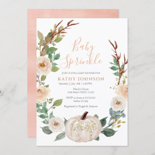 Peach Sage White Bebé Bebé Sprinkle Invitación