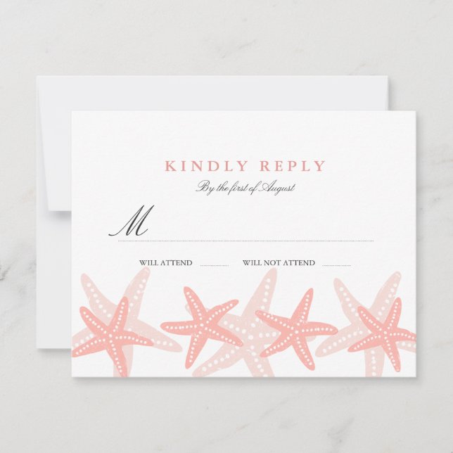 Peach Starfish Beach Wedding RSVP (Anverso)