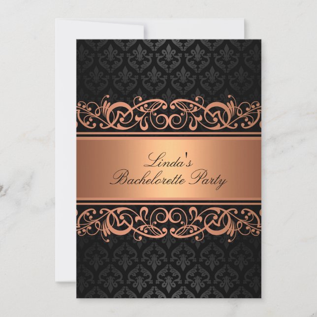 Peach Swirl Damask | Invitación a la fiesta de la  (Anverso)