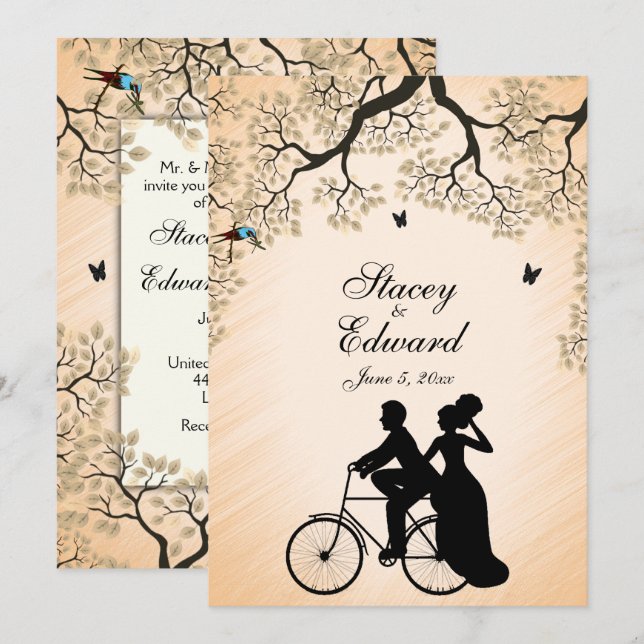 Peach Theme Wedding Invitación (Anverso / Reverso)