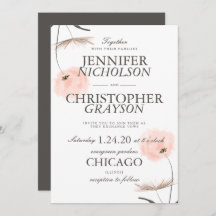 Peach Watercolor Dandelion Wedding Invitación
