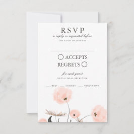 Peach Watercolor Dandelion Wedon Tarjeta RSVP