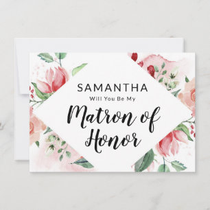 Peach Watercolor Matron de la tarjeta de propuesta
