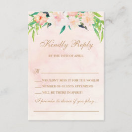 Peach Watercolor y Floral Wedding RSVP