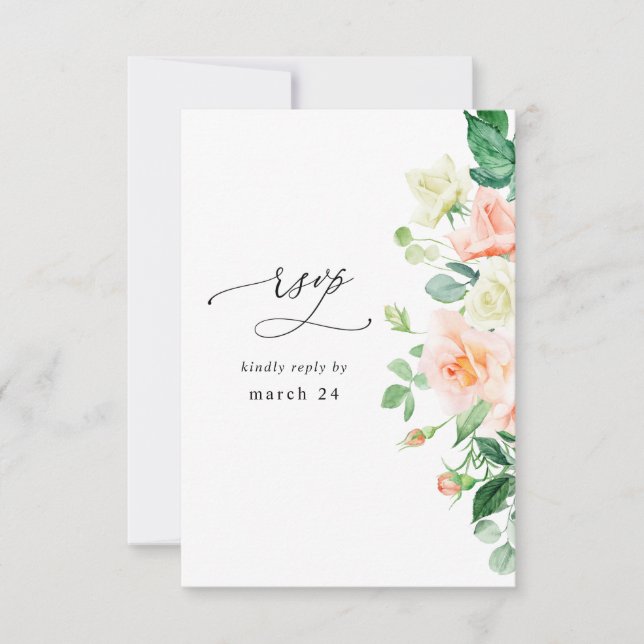 Peach & White Floral w Meal RSVP (Anverso)