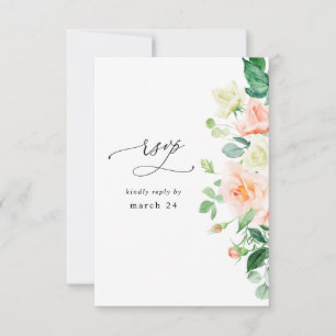 Peach & White Floral w Meal RSVP
