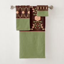 Peach Y Green Con Marrón Oscuro