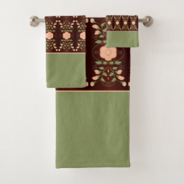 Peach Y Green Con Marrón Oscuro