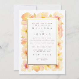 Peaches Cream Gold Frame Invitación a la boda foto