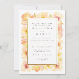 Peaches Cream Gold Frame Invitación a la boda foto