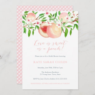 Peaches Watercolor Bridal Shower Invitaciones