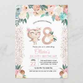 Peachy Owl Octava Invitación a Cumpleaños