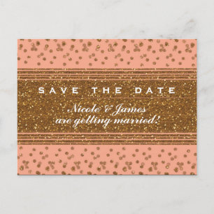 Peachy Pink & Gold Confetti Ahorra La Postales De 