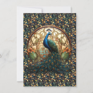 Peacock Art Nouveau en la tarjeta de nota 1