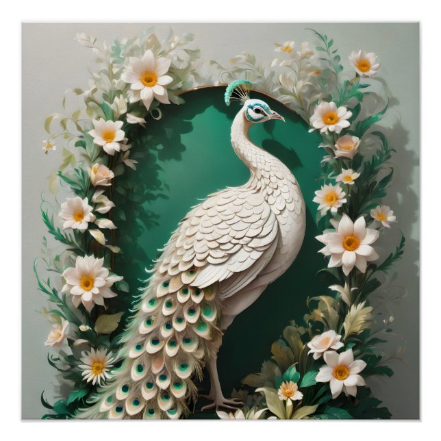 Peacock blanco no 11 Poster brillante (Anverso)