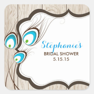 Peacock Bridal Shower Favoritos Etiquetas