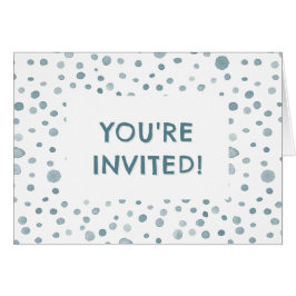 Peacock Confetti Watercolor Dots Birthday Invite