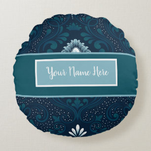 Peacock Damask personalizado y almohada redonda ci