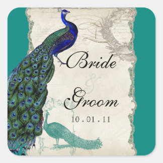 Peacock de época 5 - Sello o Pegatina Boda
