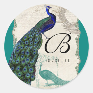 Peacock de época 5 - Sello o Pegatina Boda