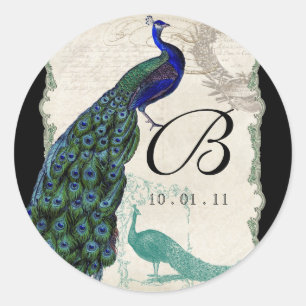 Peacock de época 5 - Sello o Pegatina Boda