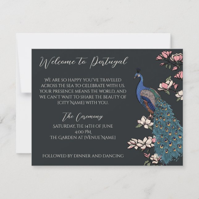 Peacock Destination Wedding Welcome & Program (Anverso)