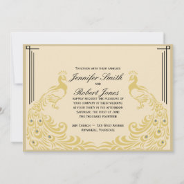Peacock Elegance Art Deco Flair Invitación a la bo