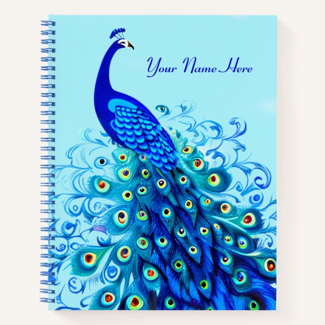 Peacock en el Diario Azul Turquesa y Cobalto (Anverso)