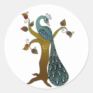 Peacock en otoño - pegatinas de sello para sobres
