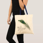 Peacock Feather | Bolsa Temática de Tote<br><div class="desc">Bolsas de té boda para la suite boda de plumas de pavo real con información única sobre el día de la boda.</div>