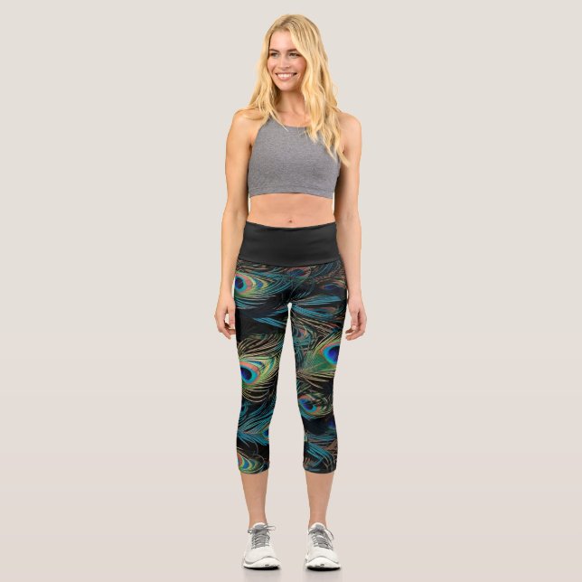 Peacock Feather Capri Leggings (Anverso)
