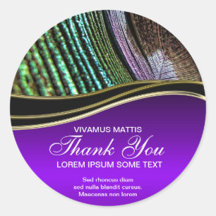 Peacock Feather Resumen Purple Gracias Pegatina