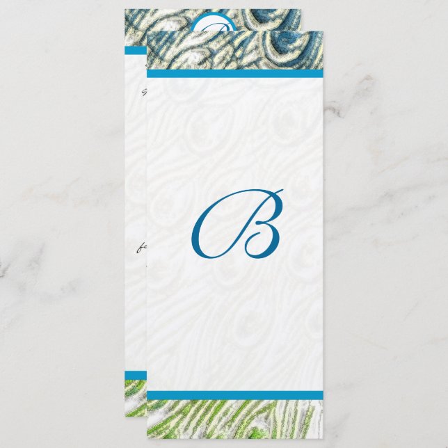 Peacock Feather Swirls Invitación a la boda (Anverso / Reverso)