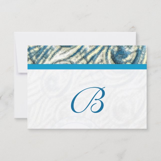 Peacock Feather Swirls Wedding RSVP (Anverso)