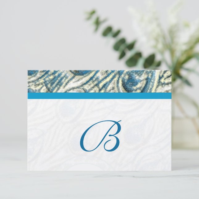 Peacock Feather Swirls Wedding RSVP (Anverso de pie)