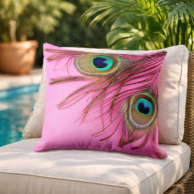 Peacock Feathers Cojín decorativo Rosa (Subido por el creador)