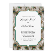 Peacock Feathers Doble Invitación a matrimonio por