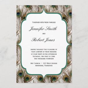 Peacock Feathers Doble Invitación a matrimonio por