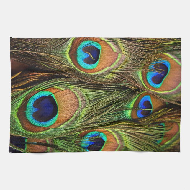 Peacock Feathers Kitchen Toalla (Horizontal)