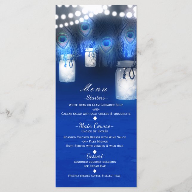 Peacock Feathers, Mason Jar y menú String Lights (Anverso)