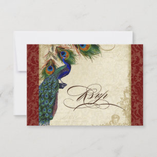 Peacock & Feathers Respuesta formal RSVP Borgoña