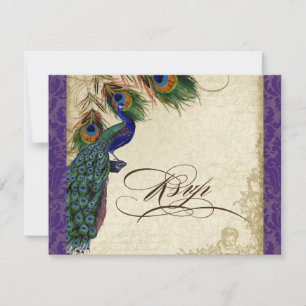 Peacock & Feathers Respuesta formal RSVP Púrpura