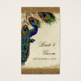Peacock & Feathers Vintage Gold Look Damask Swirl