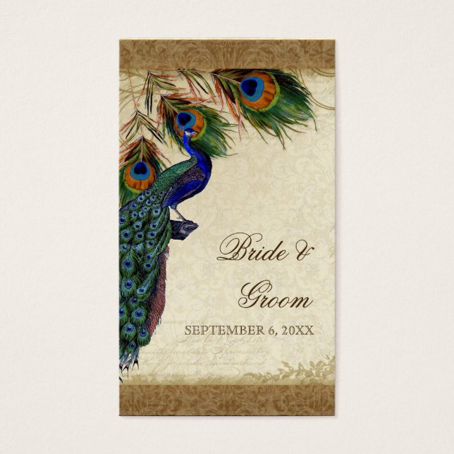 Peacock & Feathers Vintage Gold Look Damask Swirl (Frente)