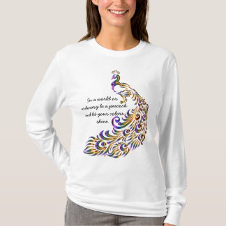 Peacock hermosas camisetas de manga larga para muj