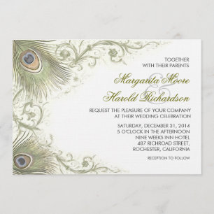 peacock incluye invitaciones de boda vintage