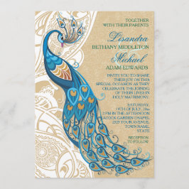 Peacock Lace Elegance 2 Invitación a la boda