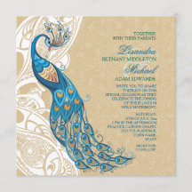 Peacock Lace Elegance 2 Invitación a la boda